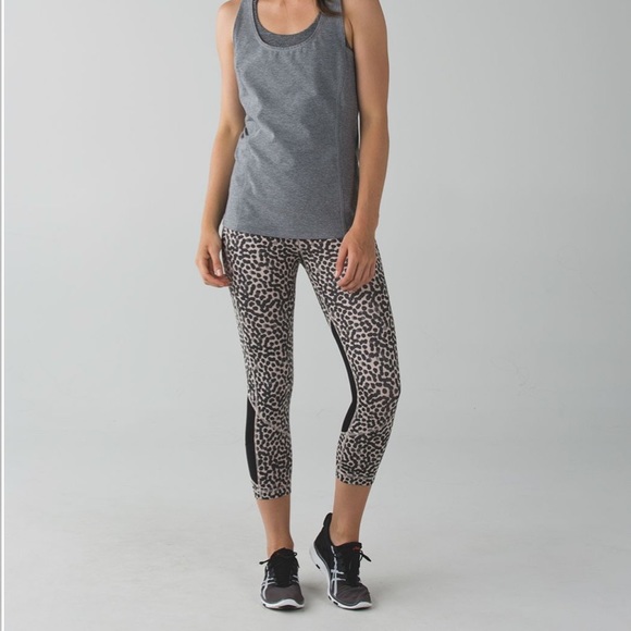 Lululemon 4 pace rival crop ace grain spot leggings brown black active yoga - Picture 10 of 10